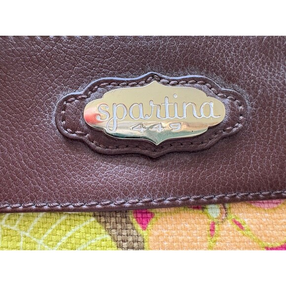 SPARTINA 449 Floral Canvas w. Leather Trim Crossbody Bag Pink/ Green - Picture 8 of 8